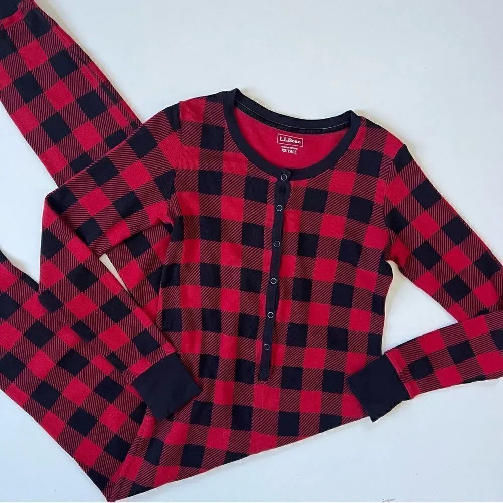 L.L.Bean Waffle Onsie Pyjama XS Tall - Picture 4 of 9